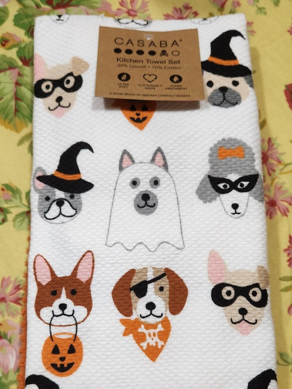 Set 3 Casaba Halloween Kitchen Towel Set Dog Theme
